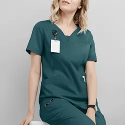 High Quality Spa Uniforms Unisex V-Neck Work Clothes Pet Grooming Institution Scrub Set Medical Suits Clothing Scrubs Top Pants
