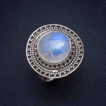 

Natural Rainbow Moonstone Handmade Unique 925 Sterling Silver Ring 7.75 B1242