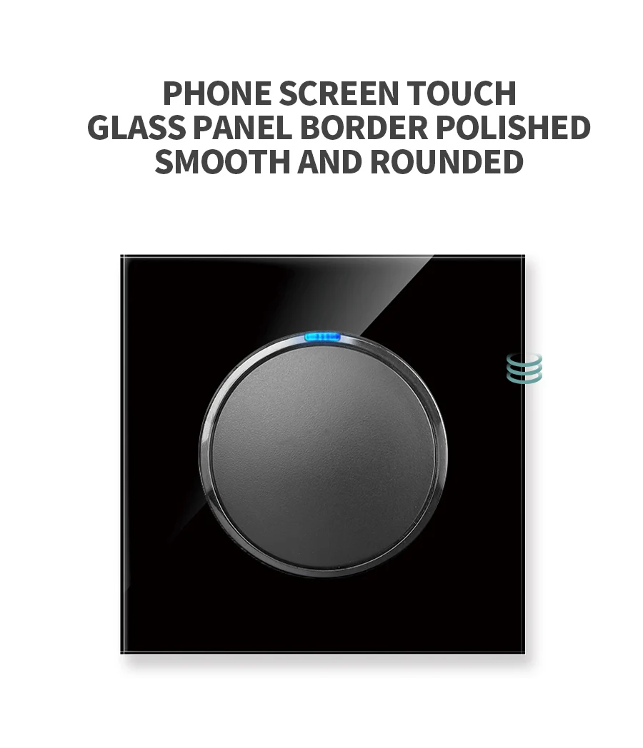 KAMANNI Frameless Grey Glass Panel Luxury Wall Rocker Light Button Switch Socket Led Indicator 2 Gang Controls 1/2Way New Design