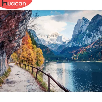 

HUACAN DIY Pictures By Number River Kits Painting By Numbers Scenery Hand Painted Paintings Art Drawing On Canvas Home Decor