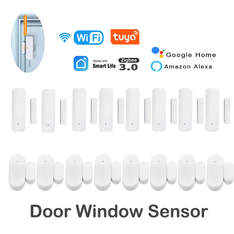 1-5 Pieces Zigbee Sensor Tuya Smart Door Sensor Wifi Window Open Detection Realtime Monitor Work With Alexa Google Smart Life panic button for seniors