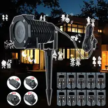 10 узоров светодиодный проектор сценический светильник для хеллоуина и Рождества вечерние открытый сад лазерный проектор светодиодный светильник для газона