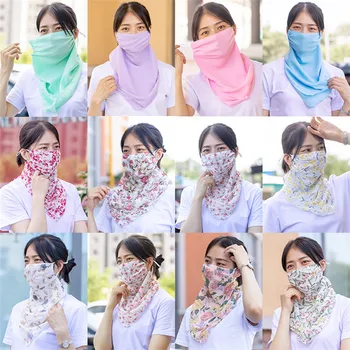 

Summer Thin Sunscreen Mask Women Masks Ride Red Ice Silk Scarf Towel Breathable UV Shawl mouth mask