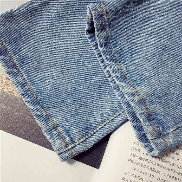 Autumn Clothing New Style Korean-style Washing with Holes Printed Jeans High-waisted Slimming Harem Pants Women's Net Price