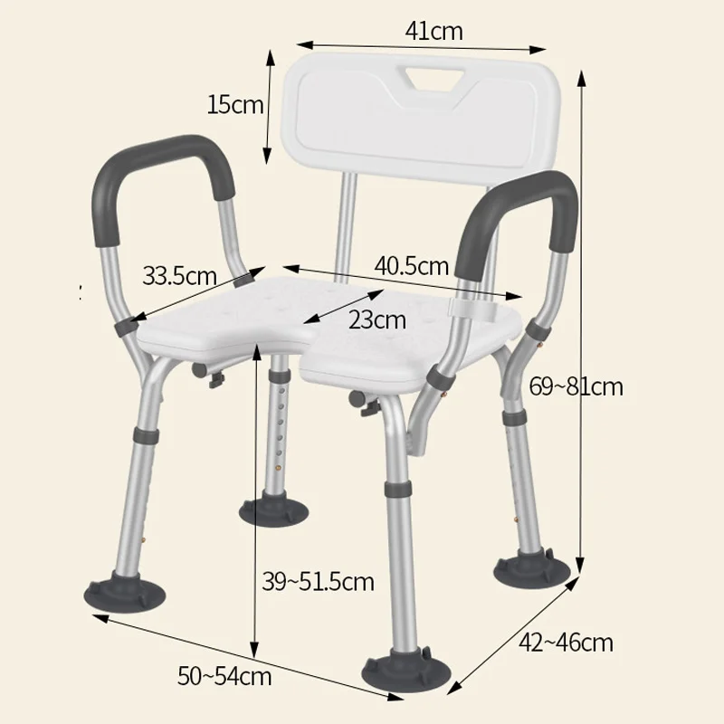Furniture Older Pregnancy Toilet Chair Kids Disabled Bath Seat Shower Stool 6 Height Adjustable Non Slip Home Bathroom Tub Aids