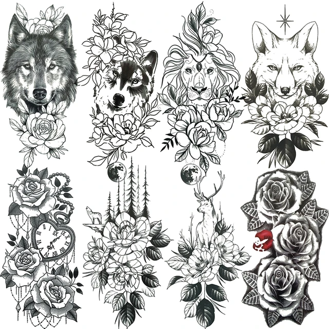 Pin by Pencilmation cartoon on Wolf wallpaper  Hip tattoos women Floral  tattoo design Tattoos for women