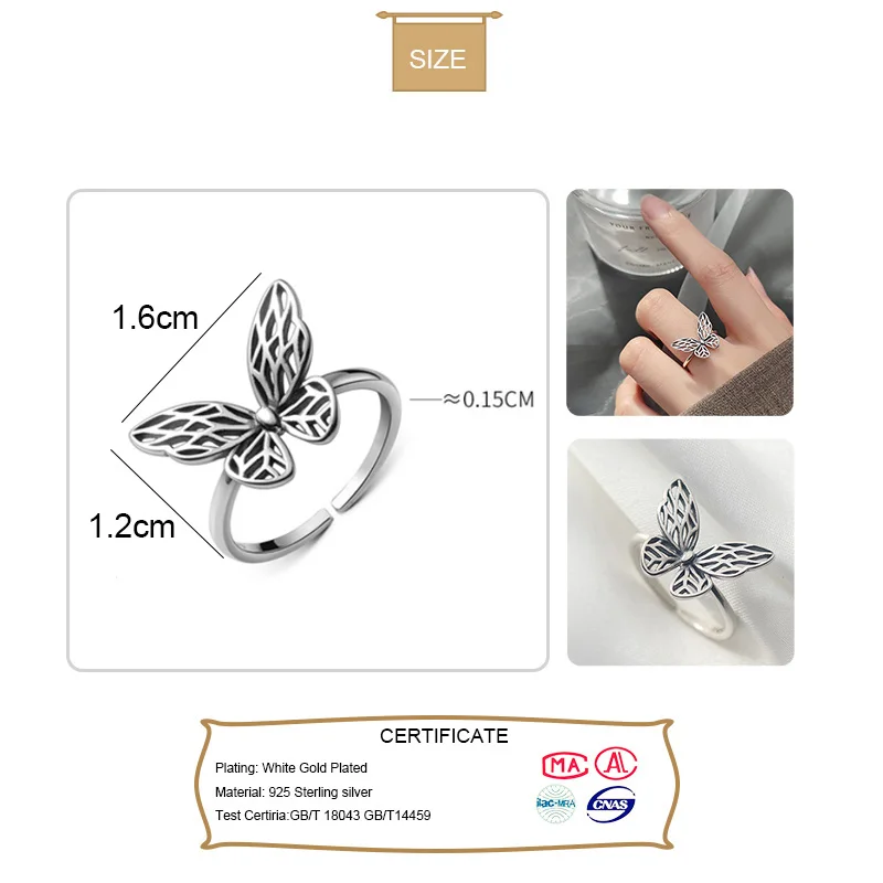Vintage Silver Butterfly Ring