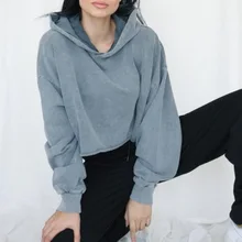 

Hoodie Women's Street Style Loose Hoodie Oversized Casual Soild Sweatshirt Women's Spring Sexy Navel Exposed Pullovers 2021 New
