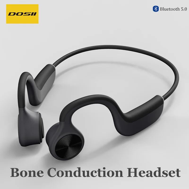 

DOSII Bone Conduction Headset Wireless Bluetooth 5.0 Earphone Business Sports Headphone Binaural Stereo Ear Protection with Mic