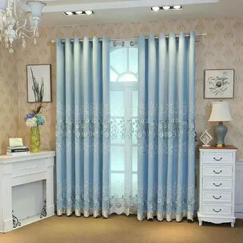 

European Pastoral Embroidery Relief Shading Curtains for Living Dining Room Bedroom.