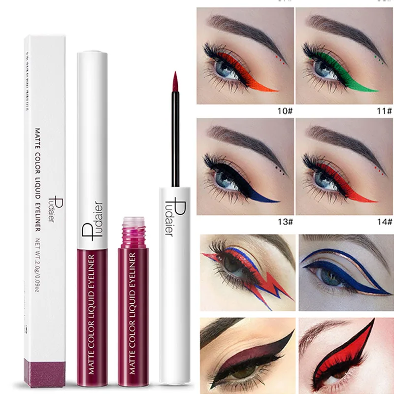 Pudaier アイメイク 15 色マット液体色アイライナー速乾性鉛筆防水長期的な赤 白 緑アイライナーペン アイライナー Aliexpress