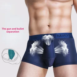 Men's gun and bullet separated boxer underwear Modal middle waist four corner pants bag mesh ventilation