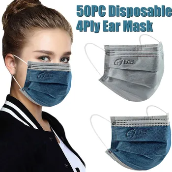 

50PCs Unisex Chic Solid Color Disposable Face Mask Industrial 4Ply Earloop Protective Masks Breathable Soft Mouth Mask Fast Ship