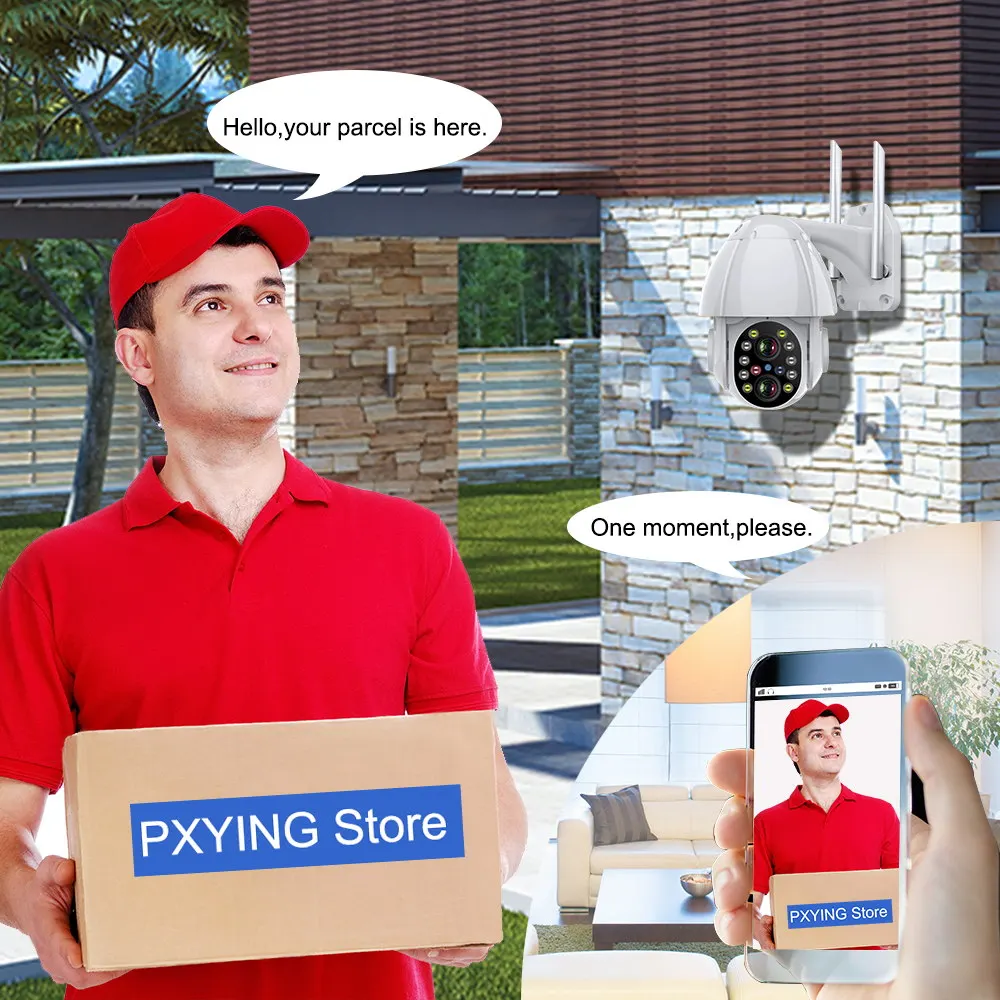 IP Camera Wifi Outdoor Cloud PTZ Camera 1080P 4X Zoom Color IR Night Vision Auto Tracking Two Way Audio Security Surveillance