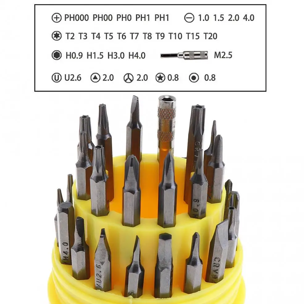 31 в 1 Набор отверток легко носить с собой открытый телефон 0,8 мм прецизионная ручка винт набор для ремонта мобильного телефона