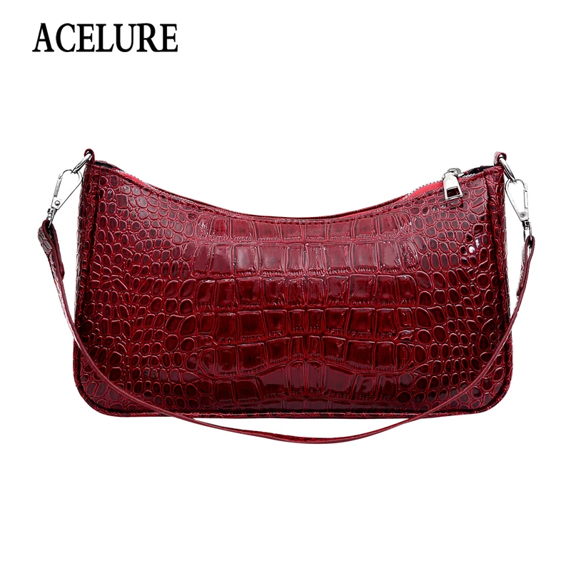 

ACELURE Alligator PU Crocodile Pattern Small Bags Fashion Women Shoulder Bags Solid Baguette Bags Casual All-match Clutch Purse