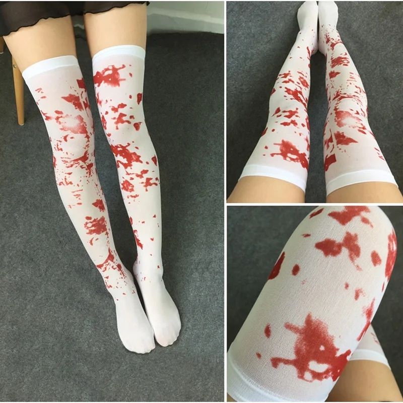 Halloween Costume for Women Party Masquerade Clothing Bloody Socks Nurse Stockings Bloody Zombie Blood Halloween Cosplay Socks