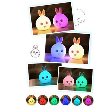

Cute Rabbit Bedside Lamp Tap Control Colorful Color Changing USB Night Light 667B