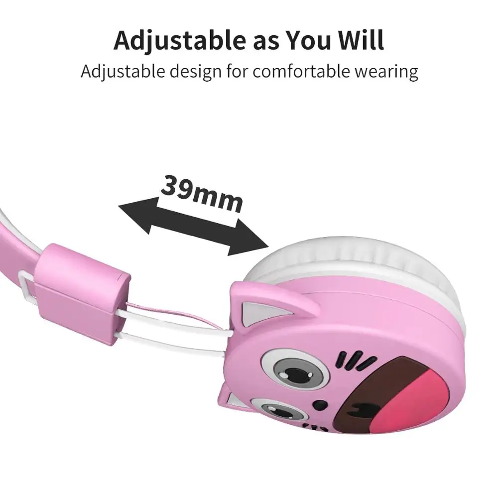 Cute Cat Noise Cancelling Kids headphones Mobile Phone Music Foldable 3 5mm Wired Earphones Soft Cartoon Headset Children Gifts