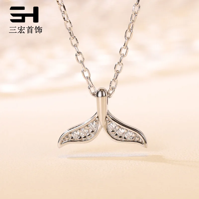 

San hong Jewelry Fish You Meet Necklace S925 chun yin wang Red Hot Selling Mermaid Dolphin Fishtail Korean-style