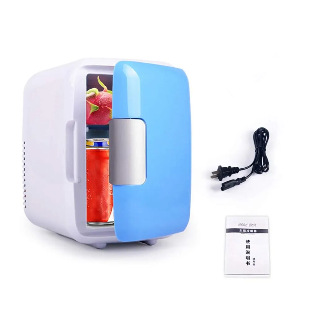 blue home use only Портативный холодильник для автомобиля, 4 л Электрический автомобильный домашний холодильник, мини-холодильник двойного назначения, крутой теплый Электрический автомобильный холодильник и грелка - Цвет: blue home use only