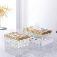 European Crystal Resin Tissue Box Creativity Relief Decorative Living Room Modern Paper Boxes Hotel Front Desk Tissues Organizer 1