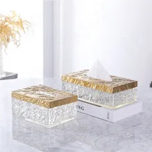 Europese Crystal Hars Tissue Box Creativiteit Relief Decoratieve Woonkamer Moderne Papier Dozen Hotel Receptie Weefsels Organizer