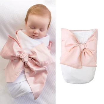 

Newborn Baby Girls Boys Wrap 0-12M Cute Sleep Silk Bow Swaddle Bundle Baby Swaddle Blanket