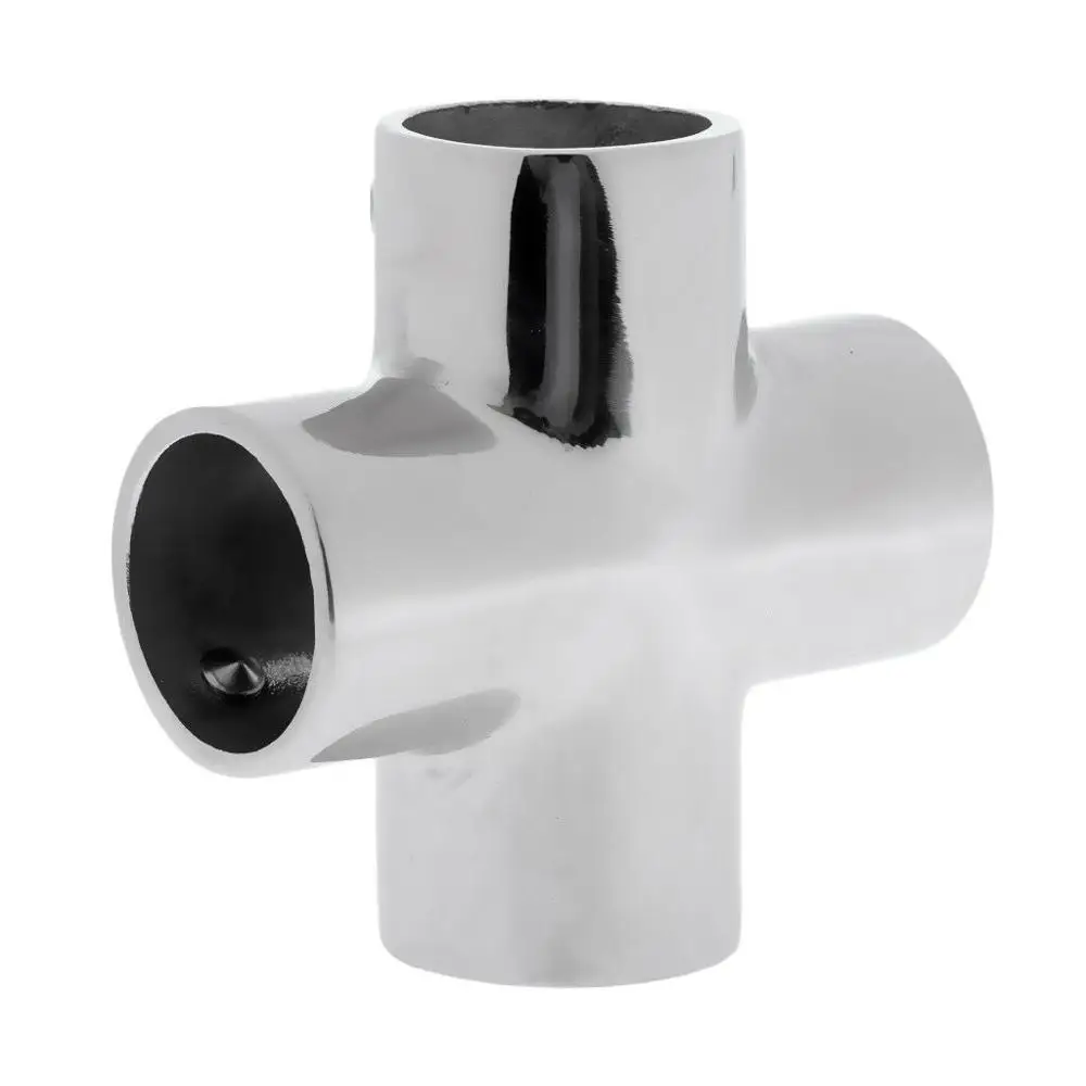 2pcs Heavy Duty 25mm 7/8" Pipe/Tube Boat Hand Rail Fitting 4 Way Connector 