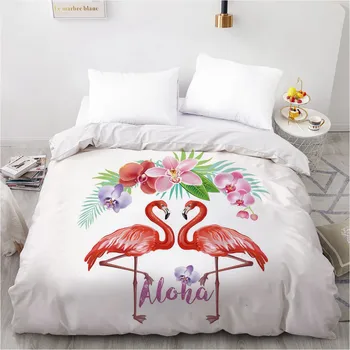 

Printed Custom Design Duvet Cover 3D Quilt Comforter Blanket Case Covers Bedding Set 230x230cm Animal Flamingo Red Home Textile