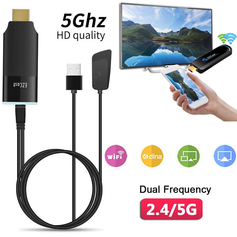 Ezcast Беспроводной Wi Fi дисплей Dongle 2 4 г 5G медиа конвертер HD видео адаптер ТВ обмена
