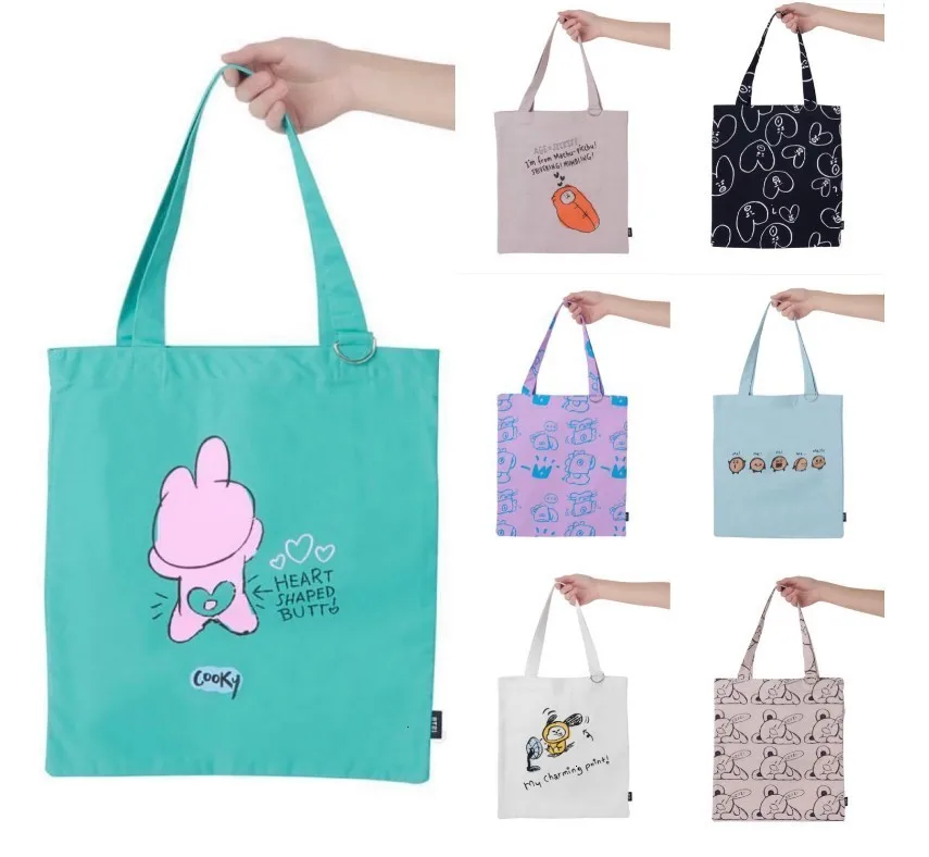 

Kpop Bangtan Boys Cartoon Printing Canvas Bag Portable Shopping Bag Package Straps Backpack