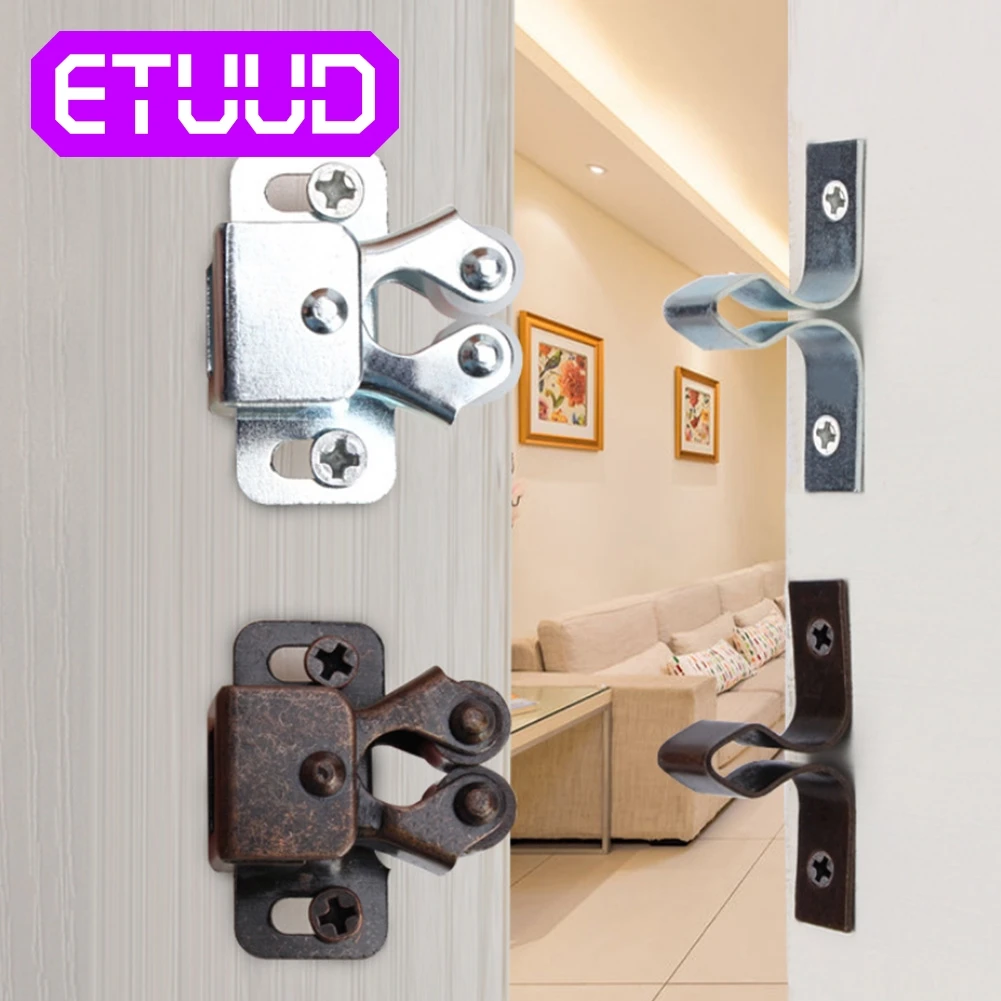 Cabinet Door Double Roller Catch Ball Latch with Prong Hardware Copper Tone 2pcs 