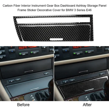 

Carbon Fiber Interior Instrument Gear Box Dashboard Ashtray Storage Panel Frame Sticker Decorative Cover for BMW 3 Series E46