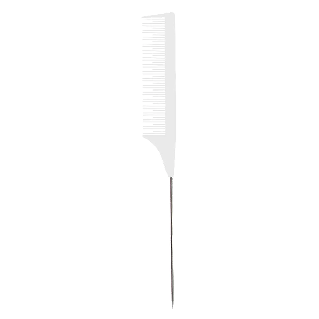 Rat Tail Comb Carbon Fiber Teasing Combs with Stainless Steel Pins for Most Hair Types