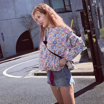 

Women Hoodies Sweatshirt Long Sleeve Halo Dyeing Print Drawstring Autumn2019 Hooded Pullover Tops