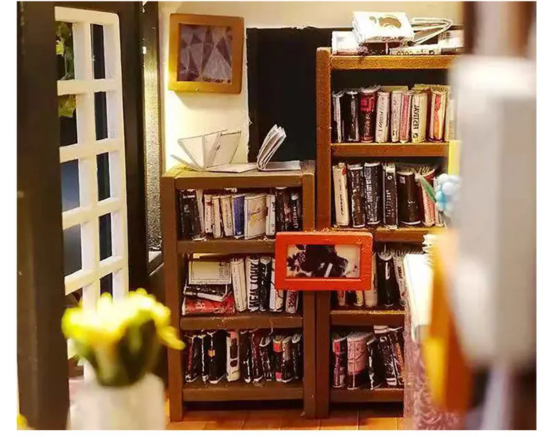 DIY Кукольный дом Миниатюрный век книжный магазин кабина модель здания Собранный кукольный домик Рождественский подарок на день рождения для детей