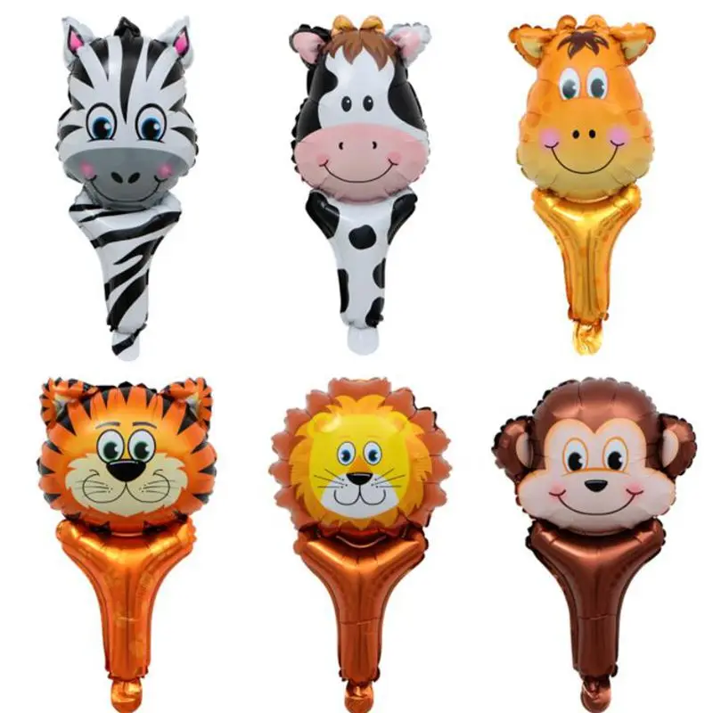 1pcs Animal Head Foil Balloons Safari Zoo Handheld Inflatable Air Ballon Baby Shower Happy Birthday Party Decorations Kids Gifts | Дом и сад