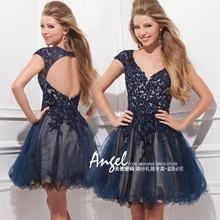 robe de soiree новые модные сексуальные платья с открытой спиной кружевные короткие вечерние платья для выпускного вечера