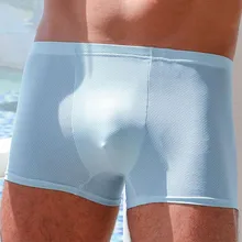 Mens Mesh Boxers Sexy Breathable Underwear Man Comfy Seamless Panties Male Mesh Hole Underpant Cueca Masculina Man Boxer Shorts