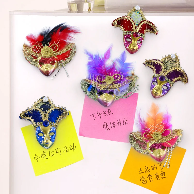 5pcs Mini Hand-Painted Venetian Mask Masquerade Mardi Gras Glitter Mask of Venice Wall Decorative Art Collection Hallow