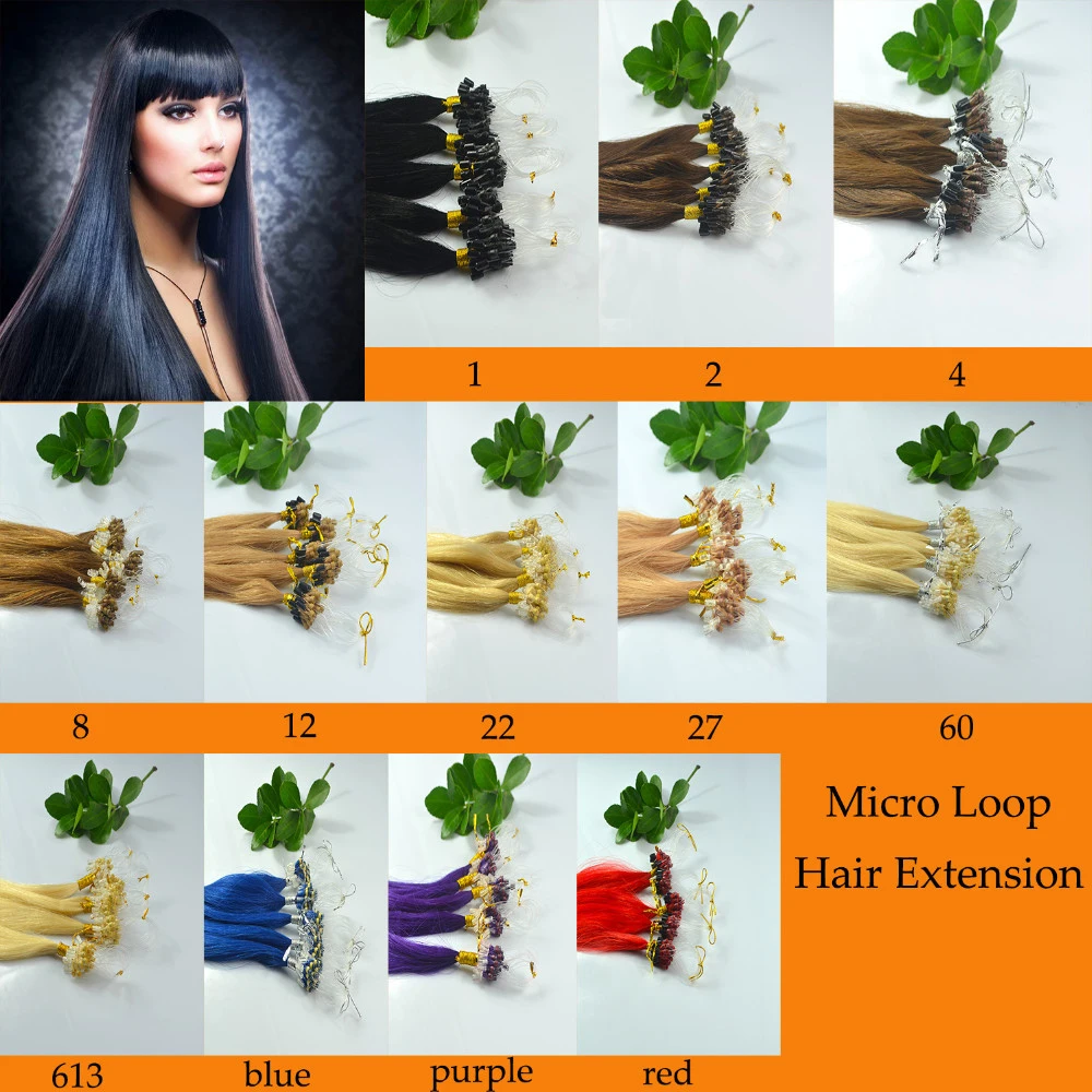 Peruvian Straight Micro Ring Hair Extensions 1g/s #613 Remy Blonde Brown Micro Bead Loop Human Hair Extension 12-26inch