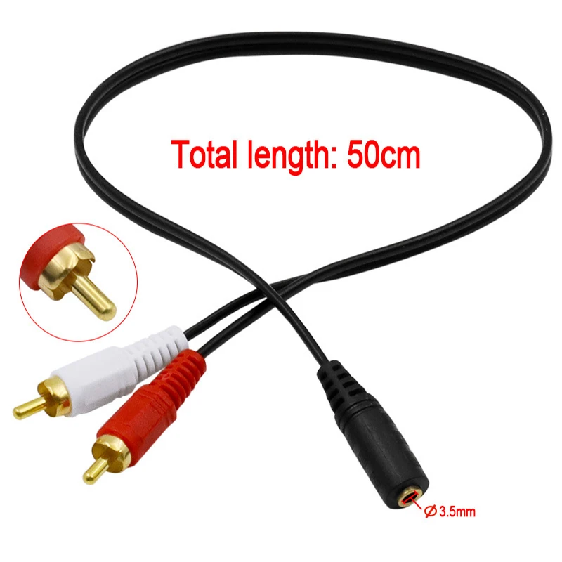 100Pcs RCA Audio Cable FeMale to 3 5mm Jack to 2 RCA AUX Cable Nylon Braided Splitter Cable for Home Theater iPhone Headphone