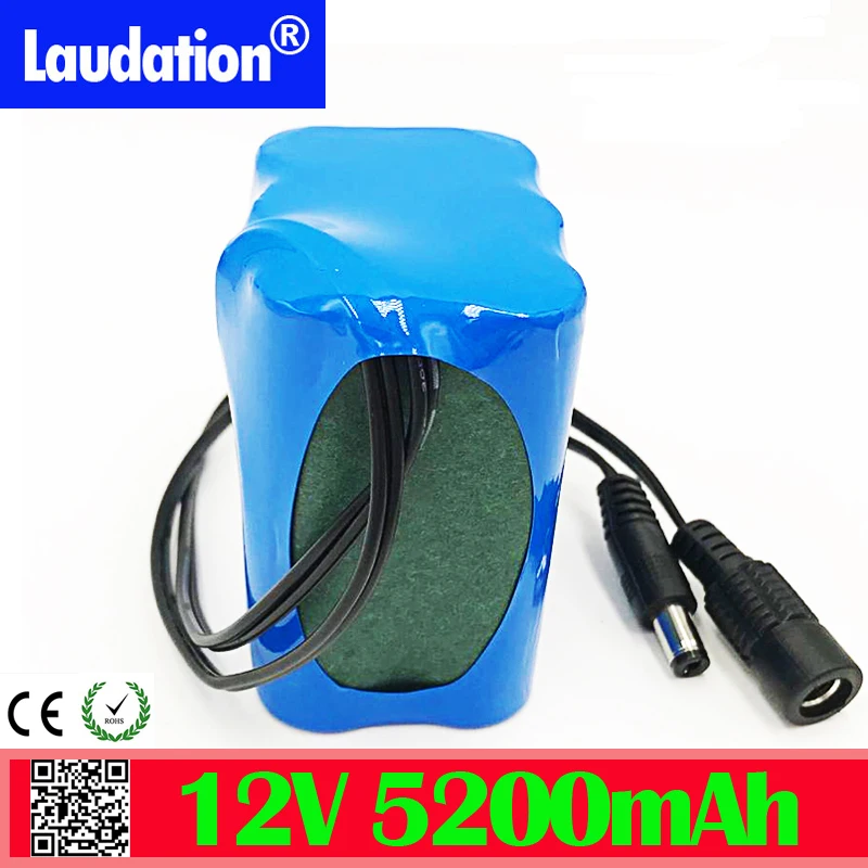 

battery 12v li-ion 3S BMS DC 11.1V 5.2Ah 12.6V 5200mAh 12V Portable Rechargeable Lithium Battery CCTV Monitor Hunting Flashlight