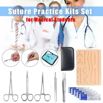 

11/12pcs Medical Skin Suture Practice Tool Suture Pad Training Modules Kit Surgical Suturing Needle Scissors Tweezers Teaching