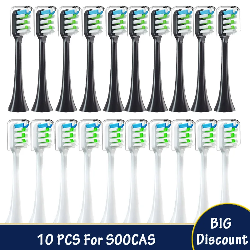 10PCS Replacement Brush Heads DuPont Soft Suitable Vacuum Healthy Bristle Nozzles For SOOCAS X3/X3U/X5 Sonic Electric Toothbrush 10 pcs copper free replacement brush heads for soocas x3 x3u x5 soft dupont bristle suitable nozzles sonic electric toothbrush