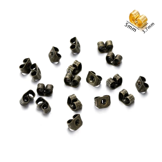 100-200pcs/lot Rubber Earring Back Silicone Round Ear Plug  Earrings Back Stopper For DIY Parts Jewelry Findings Making Tools Style2Antique Bronze