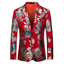 Певица костюм плюс Размеры Для Мужчин's Повседневное Винтаж отложной воротник с длинными рукавами и принтом Костюм с цветами пальто, пиджак, блейзер masculino#95