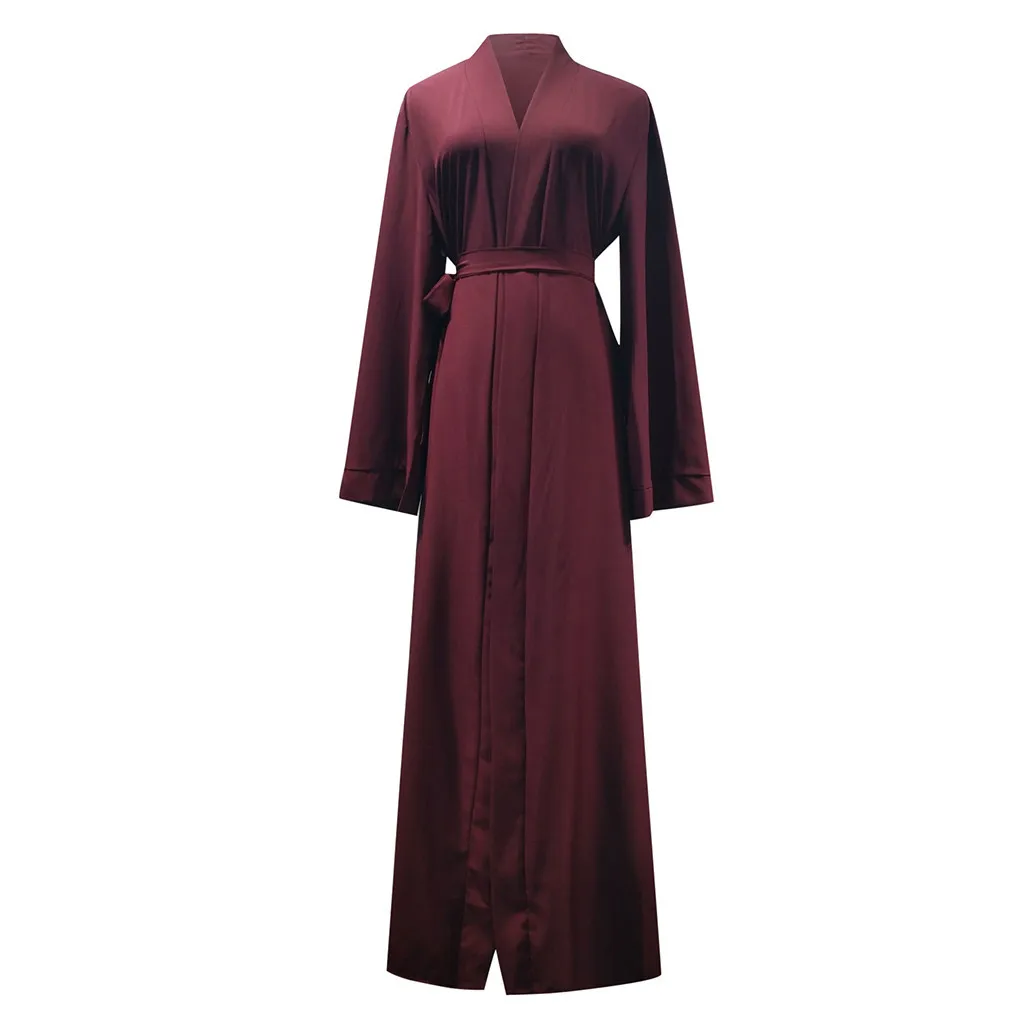 KLV Abayas женская мусульманская одежда однотонные модные бандажные платья Хиджаб Макси мусульманское длинное платье для девочки Бангладеш Дубай, Турция Халат