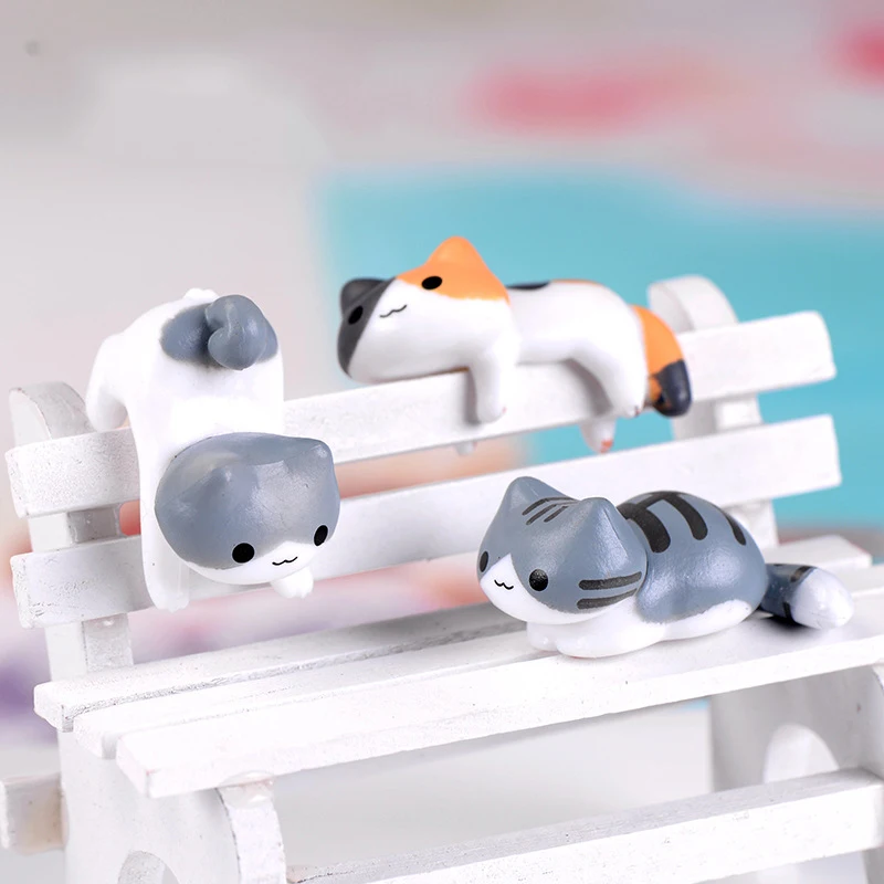 6 pcs Cartoon Selling Cute Kittens Creative Ornaments Micro Landscape Resin Craft Simulation Animal Craft Small Gift